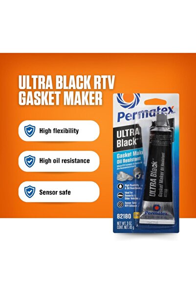 Permatex Ultra Black RTV Silicone Gasket Maker, 3.35 oz (82180)