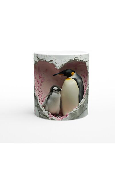 Wisdom Rain كوب مطبوع عليه عائلة البطريق ينظر من نافذة القلب