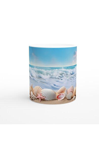 Wisdom Rain Sea Shell Mug Cup in Blue Horizon