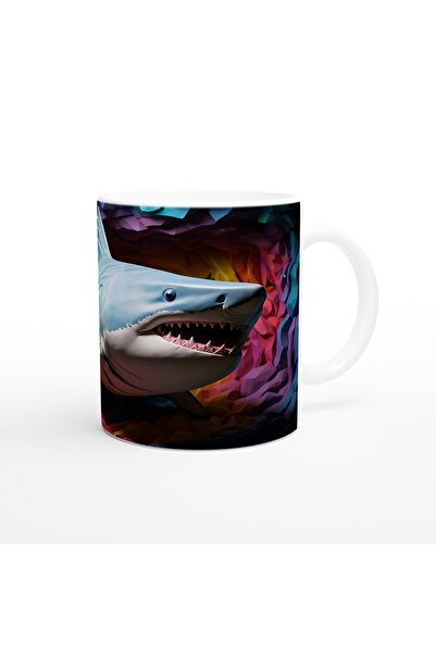 Wisdom Rain Shark Underwater Themed Mug with Geometric Texture and Color Explosion