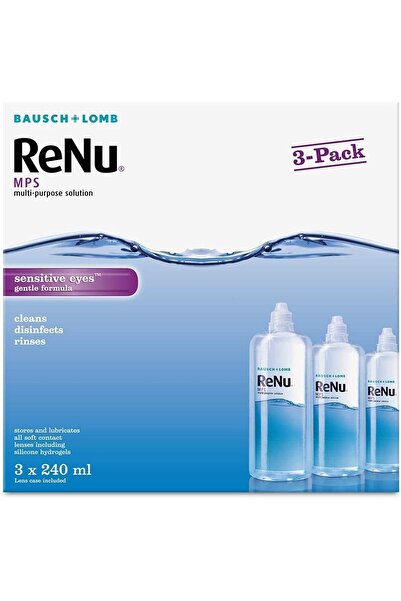 Renu Multi-Purpose Contact Lens Solution 3 x 240 ml (Lens Case Included)