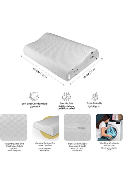 Houmt Pillow Cervical Orthopedic Memory Foam Neck Pillow for Neck & Shoulder Pain, Side Sleepers