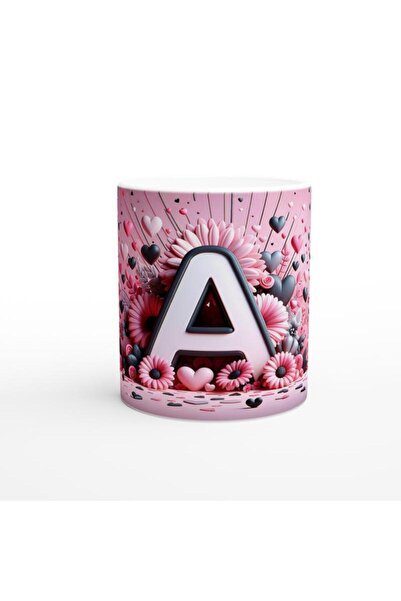 Wisdom Rain Letter a Decorative Alphabet Themed Mug Cup