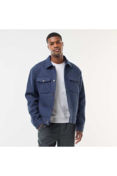 KİABİ Overshirt with 2 Buttoned Flap Chest Pockets BLUE