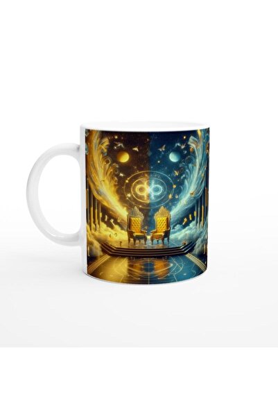 Wisdom Rain Gemini Printed Coffee Mug - Galactic Throne Room Themed Vs4
