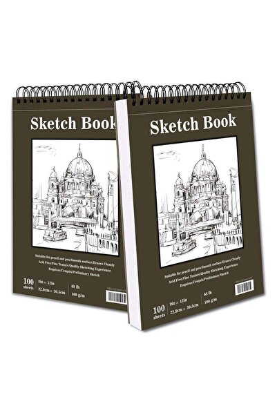 Beauenty 100-Sheets Sketch Book 9 x 12 inches Double-side Spiral Sketch Pad (68lb/100gsm)