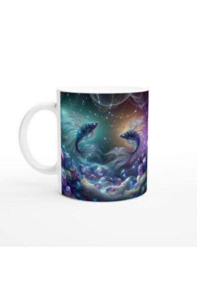 Wisdom Rain كوب قهوة مطبوع عليه برج الحوت - موضوع الكهف الكريستالي السحري Vs3