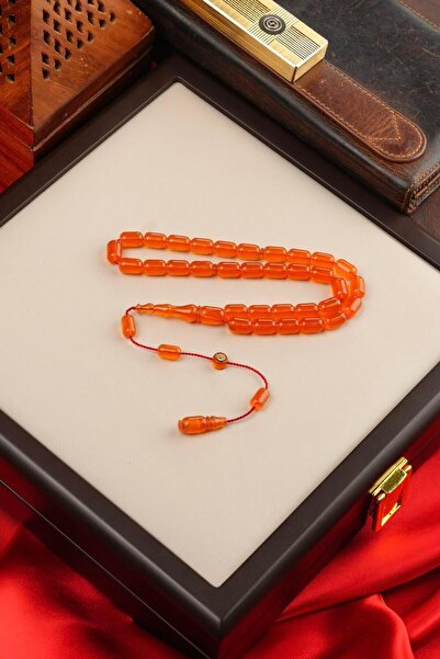 dergah tesbih سبحة من العنبر بلون نحاسي مضغوط، تصميم كبسولي بنظام، من ماسترد إركان تشوبوكو