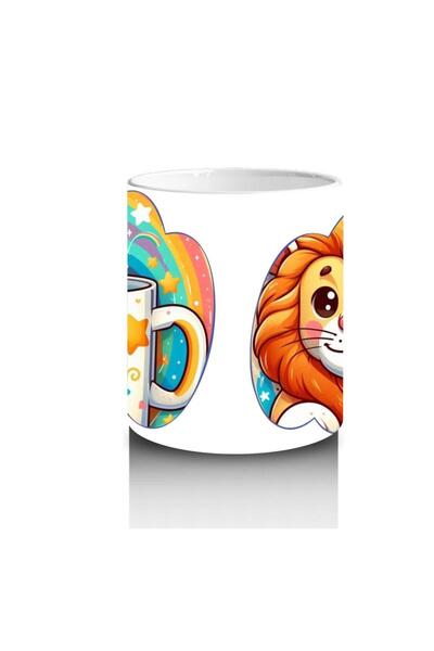 Wisdom Rain Cute Lion Patterned Mug with Colorful Cup That Makes Children Love Milk