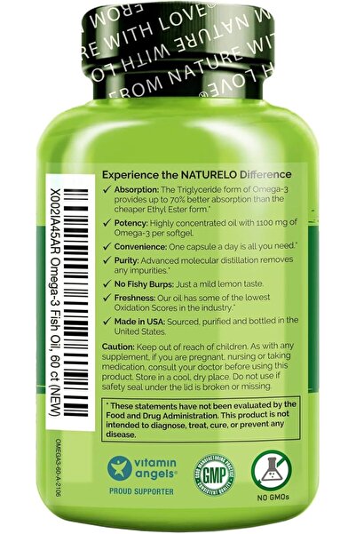 naturelove NATURELO Omega-3 1100 mg High (DHA & EPA) Burpless Lemon, 60 Softgels (2 months)