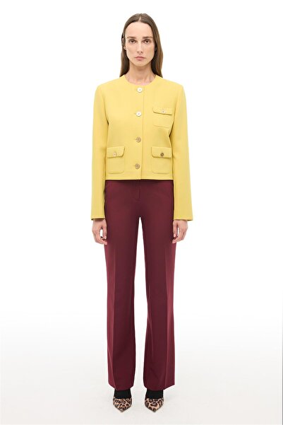 Perspective Hardal Yuvarlak Yaka Kısa Ceket