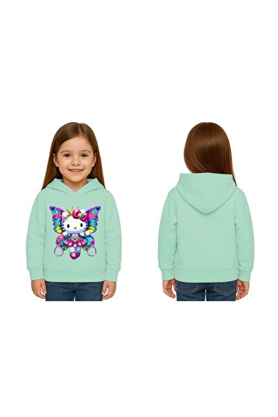 SEDİRLİ سويت شيرت للأطفال من هيلو كيتي مطبوع للجنسين مطبوع بغطاء رأس 3 خيوط م...