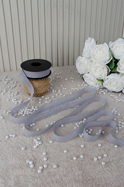 Mortex Gray Napoli Linen Ribbon 2.5 cm 20 m - Gift Bag, Wedding, Engagement, Dowry, Gift, Decoration, Party