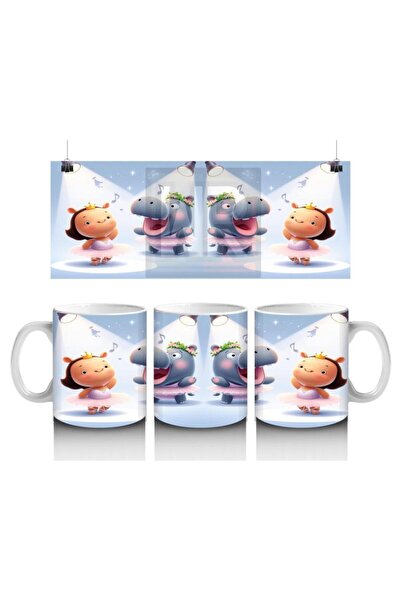 Wisdom Rain كوب على شكل راقصة الباليه مع نمط الحمير الجاموس تحت أضواء المسرح، يحب الأطفال الحليب