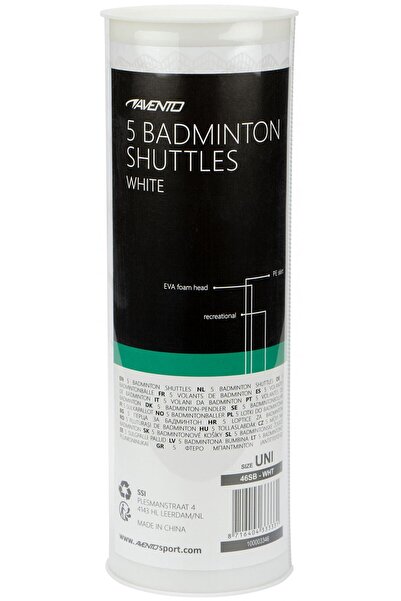 Avento Set of 5 Avento badminton shuttlecocks, White