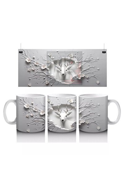 Wisdom Rain الغزال الأبيض المميز في الشق المزين بأغصان - كوب قهوة مطبوع