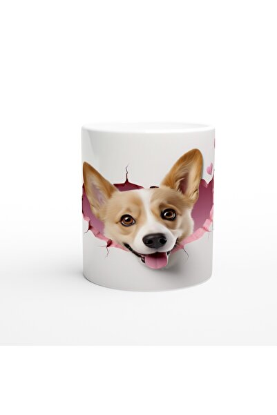 Wisdom Rain كوب مطبوع عليه Sweet Corgi Dog مع تأثير الجدار المكسور