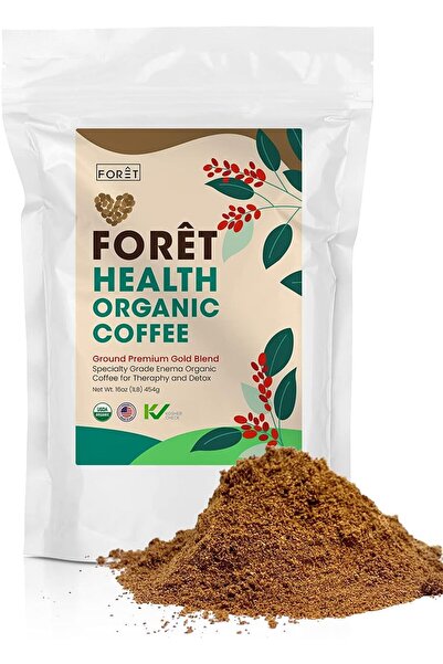 Foret قهوة صحية عضوية للحقن الشرجية لإزالة السموم - محمصة قليلاً معتمدة من جيرسون، كيس وزن 1 رطل