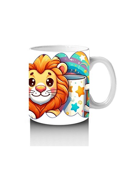 Wisdom Rain Cute Lion Patterned Mug with Colorful Cup That Makes Children Love Milk