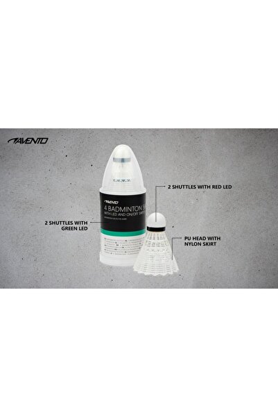 Avento Set of 4 Avento badminton shuttlecocks, LED