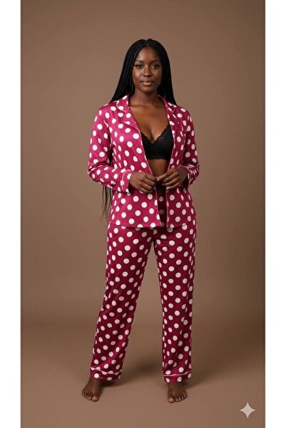 inspira lingerie Women's Buttoned Thin Sh Fleece-Lined Pajama Set Shirt Collar