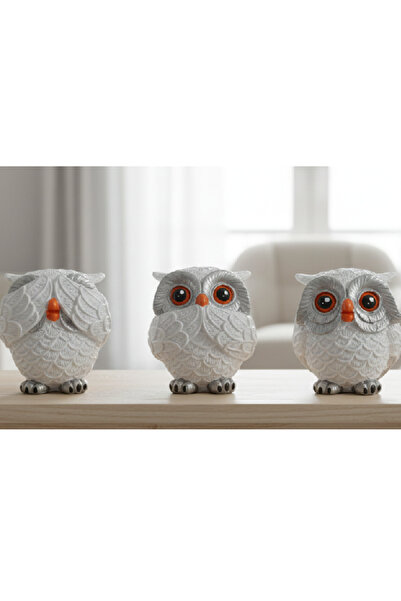 Flower Toys Görmedim Duymadım Bilmiyorum Dekoratif 3'lü Baykuş Bİblo Ev Ofis ...