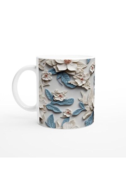 Wisdom Rain كوب منقوش على شكل زهرة زرقاء ثلجية