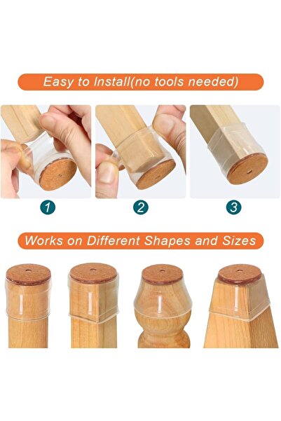 Generic 24 Pcs Chair Leg Floor Protectors, Furniture Felt Pads Silicone Covers Caps for Chairs