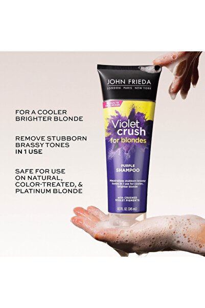 John Frieda Violet Crush Purple Shampoo for Blonde Hair Toner, 8.2 fl oz