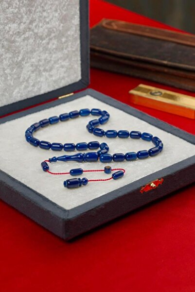 dergah tesbih سبحة من العنبر الأزرق المرقط بتصميم كبسولي من نظام ماسترد إركان تشوبوكو