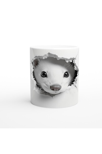 Wisdom Rain كوب كوب كوب مطبوع على شكل ابن عرس ظريف ينظر من خلال جدار مكسور