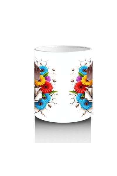 Wisdom Rain Puppy Dog ​​Mug with Flower Bouquet That Makes Children Love Milk