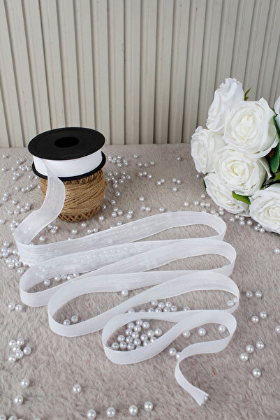 Mortex White Naples Linen Ribbon 2.5 cm 20 m - Wedding Favors, Ceremonies, Engagement, Dowry, Gifts, Decoration, Party