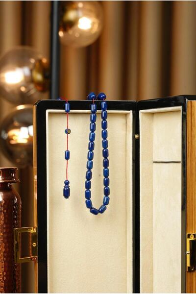 dergah tesbih سبحة من العنبر الأزرق المرقط بتصميم كبسولي من نظام ماسترد إركان تشوبوكو