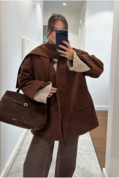 My Blog Brown Scarf Jacket - 25-912