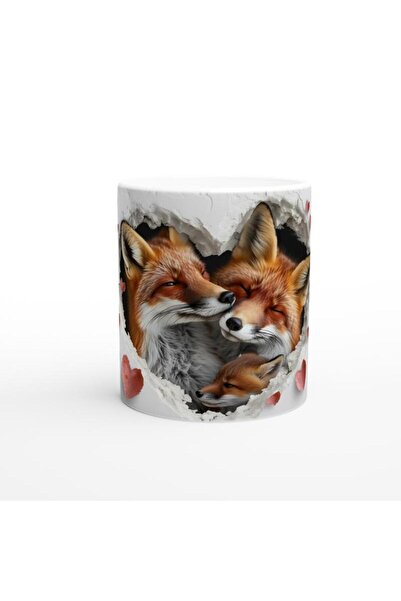 Wisdom Rain كوب مطبوع عليه عائلة الثعلب ينظر من خلال القلب