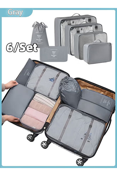 Generic Travel organizer set, 6-piece luggage storage bags, portable and reusable