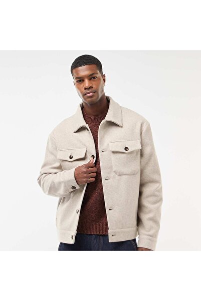 KİABİ Overshirt with 2 Buttoned Flap Chest Pockets BEIGE
