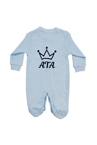 bebegen Erkek Bebek Mavi Laci Nakışlı İsimli İsme Özel Tulum