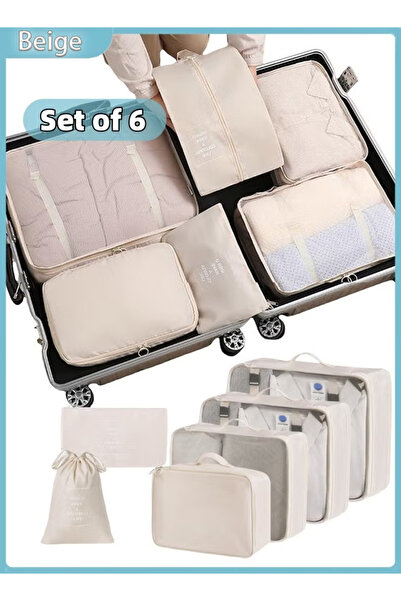 Generic Travel organizer set, 6-piece luggage storage bags, portable and reusable