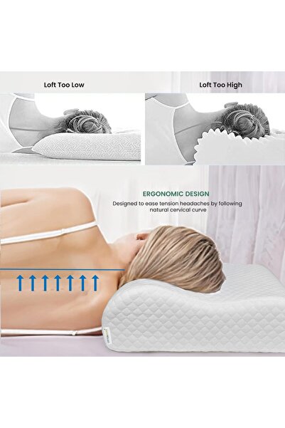 Houmt Pillow Cervical Orthopedic Memory Foam Neck Pillow for Neck & Shoulder Pain, Side Sleepers