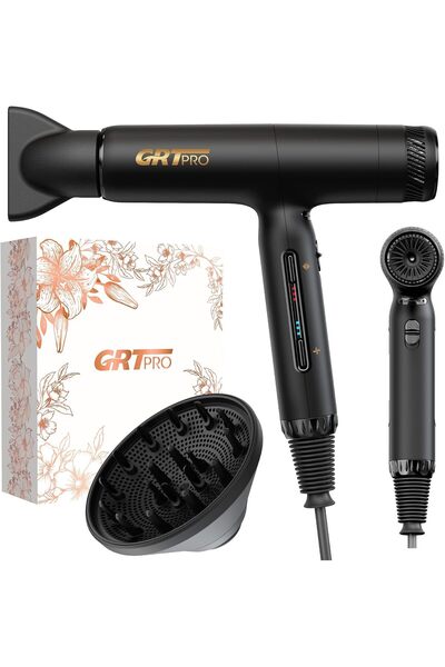GRT PRO GR-NE30 Professional Ionic Hair Dryer (2200W, EC Motor, 200M Ions, 320g)