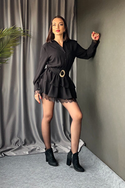 PATEVA Dantel Detaylı Krep Kumaş Elbise