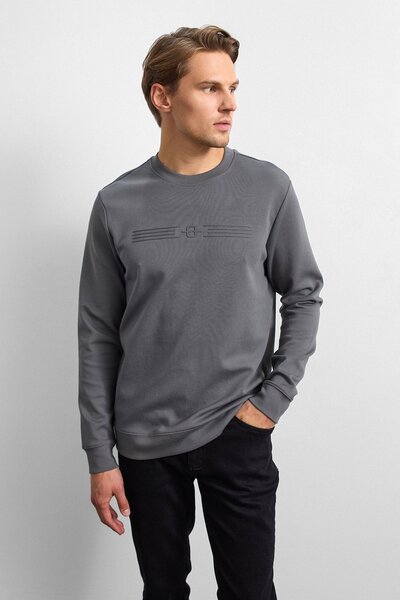 Back And Bond Anthracite Regular Fit Crew Neck Sweatshirt