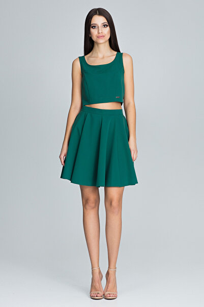 Figl Women's set - short strappy top - flared mini skirt - green M572 size M