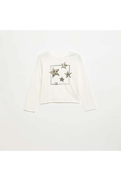 KİABİ Long-sleeved sequined T-shirt BEIGE