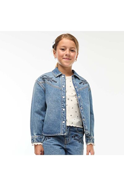 KİABİ Denim shirt with embroidery BLUE