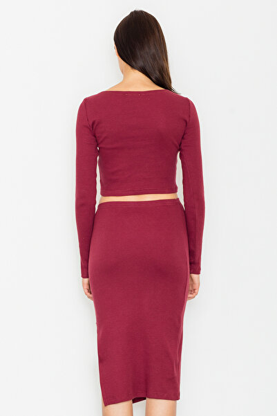 Figl Elegant burgundy set with cropped top and skirt M484 size S/M