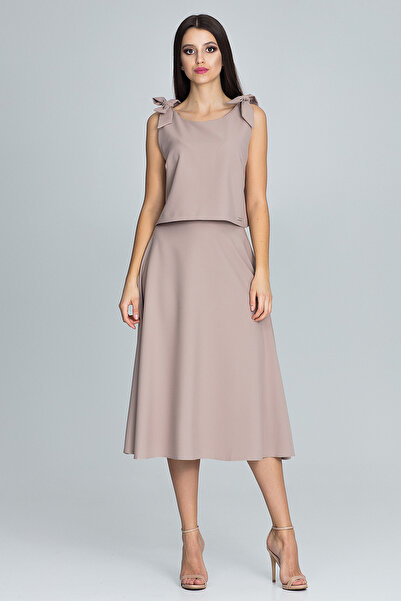 Figl Skirt and blouse set - strappy top - flared skirt - beige M578 size XL