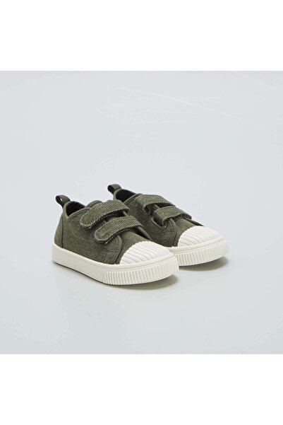 KİABİ Low-top denim canvas trainers with Velcro KHAKI